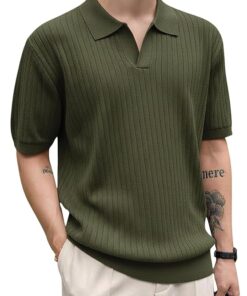 Polo Collar Green T-Shirt | Regular Fit Half Sleeve Polo for Men