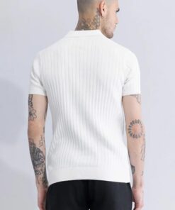 Alternative view of Polo Collar White T-Shirt | Regular Fit Half Sleeve Polo for Men